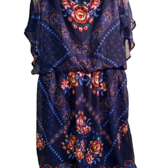 Signature by Sangria Navy Floral Dress - Picture 3 of 5